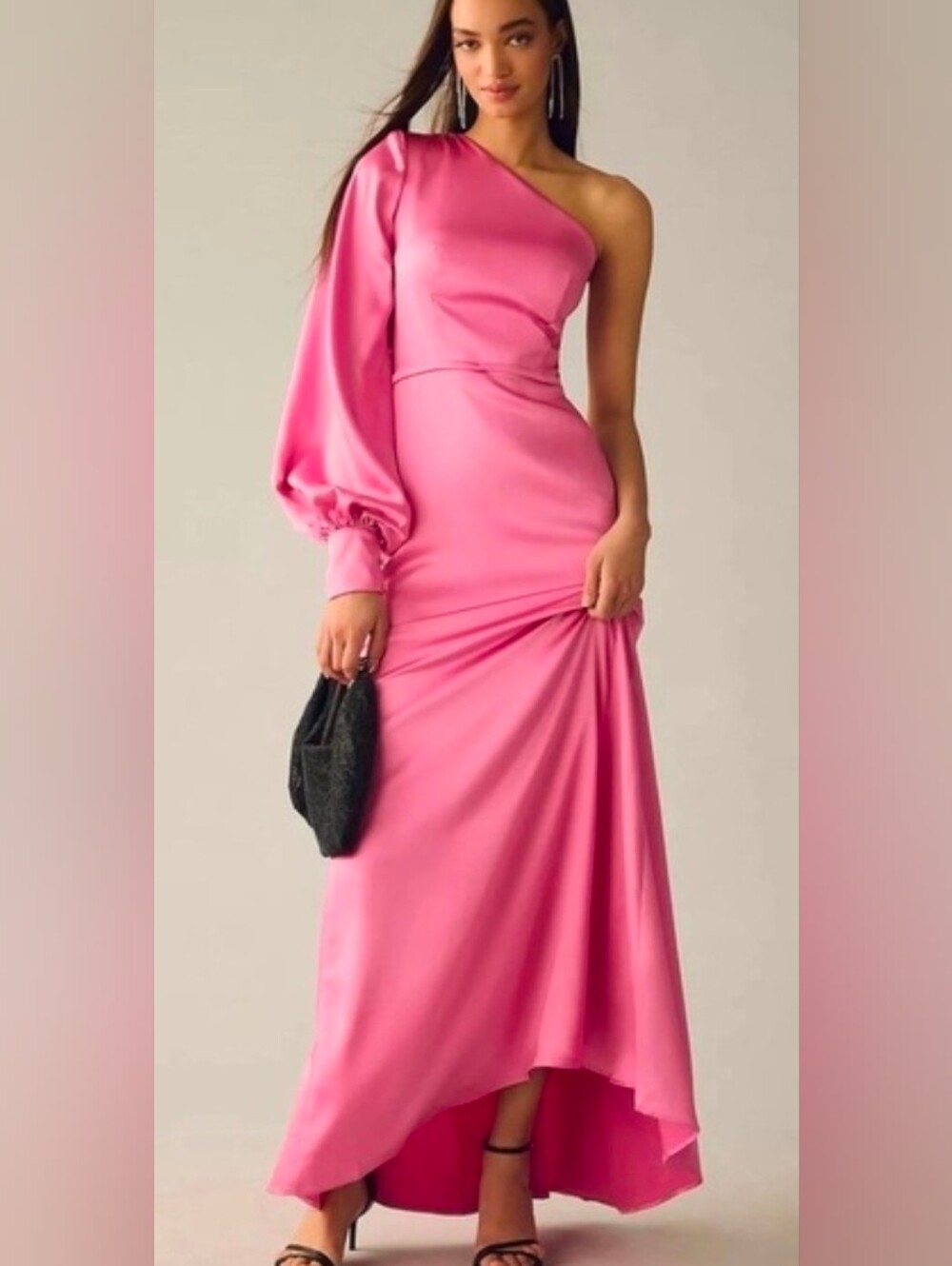 Mac Duggal One Shoulder Pink Satin Trumpet Maxi Gown Dress Size 4 #26712
